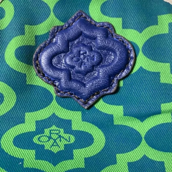 orYANY Embroidered Leather Crossbody/Shoulder HandBag (EUC) Blue/Cream (RARE) - Picture 5 of 14